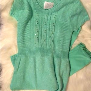 NWOT Justice sweater dress and bejeweled leggings